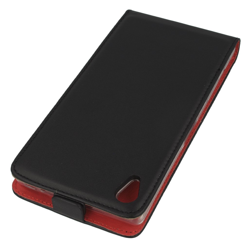 Pokrowiec z klapk na magnes Prestige Slim Flexi czarno-czerwona SONY Xperia Z5 Premium / 4