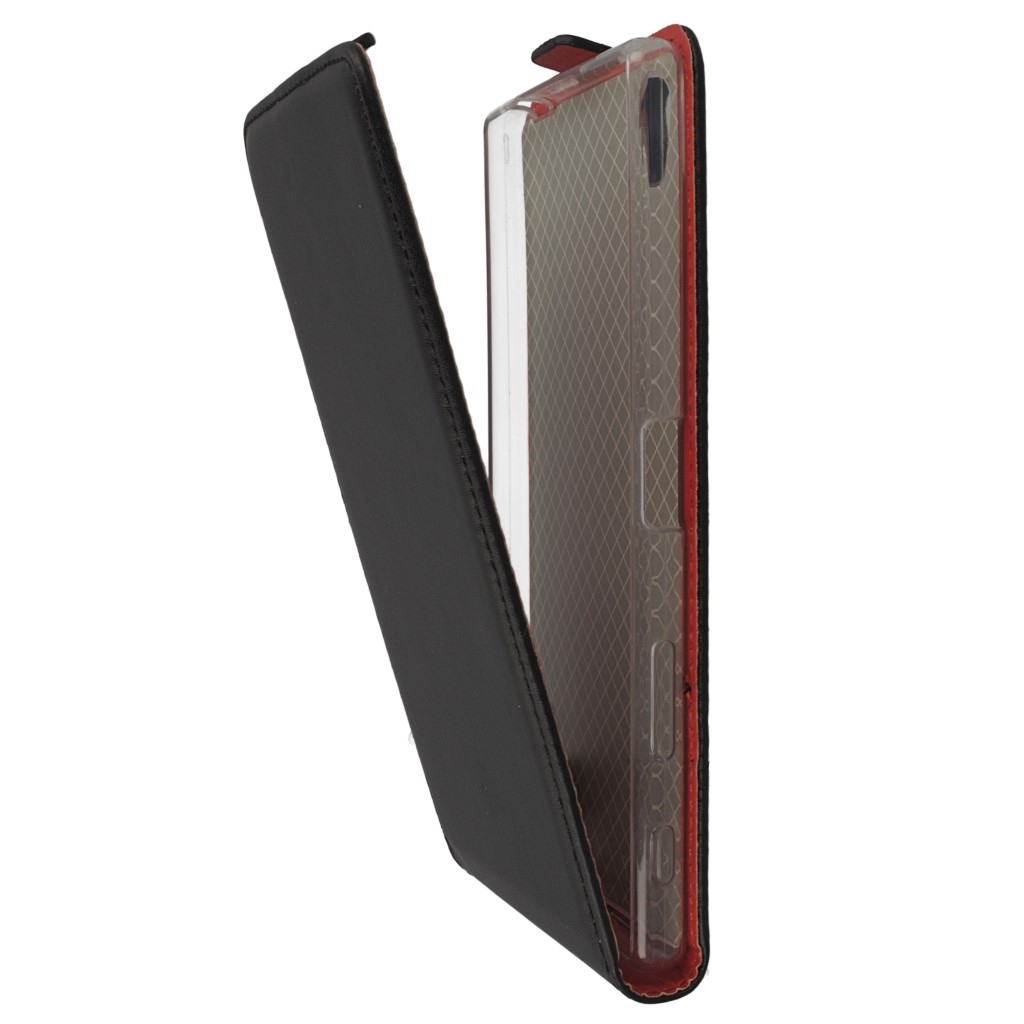 Pokrowiec z klapk na magnes Prestige Slim Flexi czarno-czerwona SONY Xperia Z5 Premium / 7