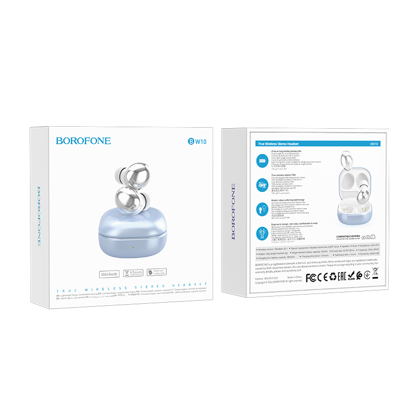 Suchawki Borofone Bluetooth TWS BW10 Magic Rhyme niebieskie Realme GT3 / 5
