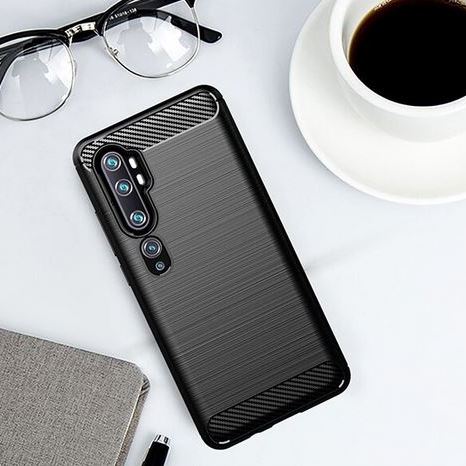Pokrowiec etui pancerne Karbon Case czarne Xiaomi Mi Note 10 / 4