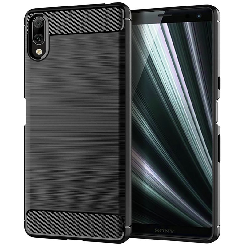 Pokrowiec etui pancerne Karbon Case czarne SONY Xperia L3