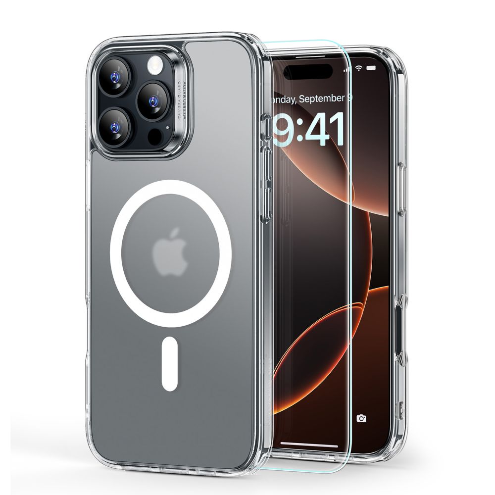 Pokrowiec Esr Classic Hybrid Halolock Magsafe & Tempered Glass Frosted przeroczyste APPLE iPhone 16 Pro