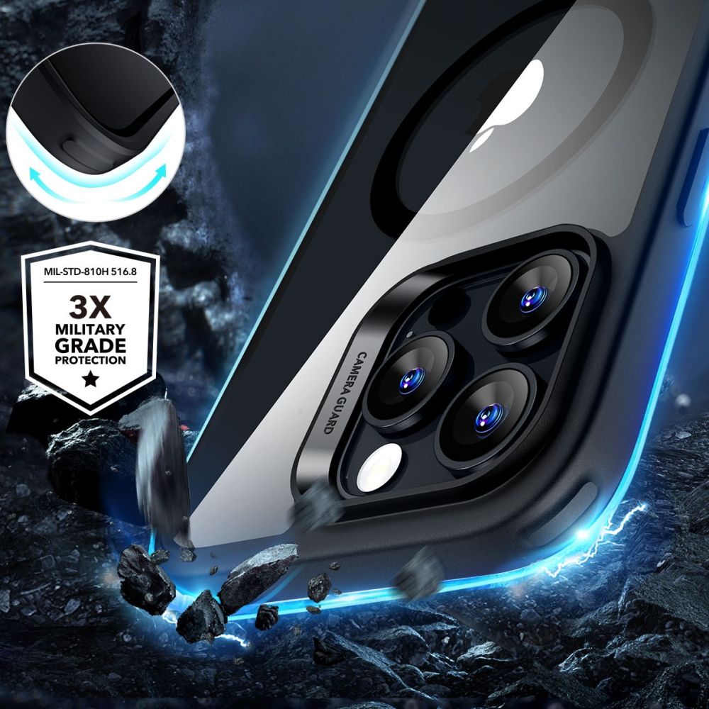 Pokrowiec Esr Classic Hybrid Halolock Magsafe & Tempered Glass przeroczyste/czarne APPLE iPhone 16 Pro Max / 2