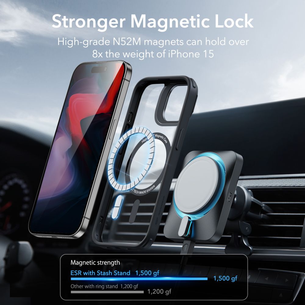 Pokrowiec Esr Classic Kickstand Halolock Magsafe czarne APPLE iPhone 15 Pro Max / 8