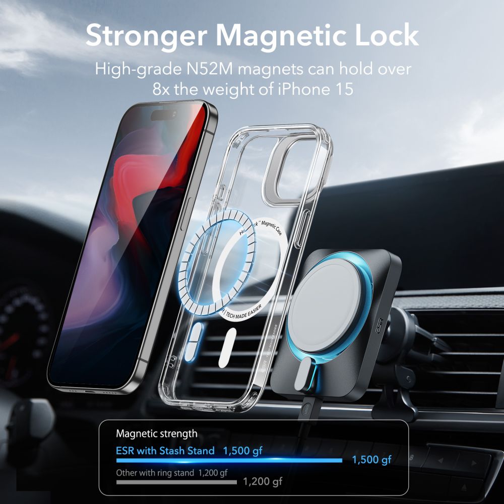 Pokrowiec Esr Classic Kickstand Halolock Magsafe przeroczyste APPLE iPhone 15 Pro Max / 8