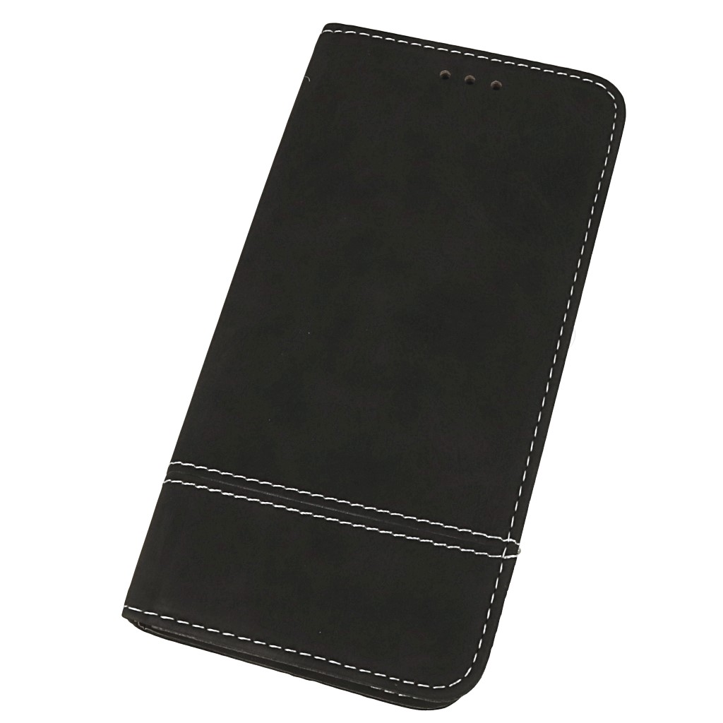 Pokrowiec etui z kieszonk na karty Suede Book czarne SAMSUNG Galaxy M51 / 2