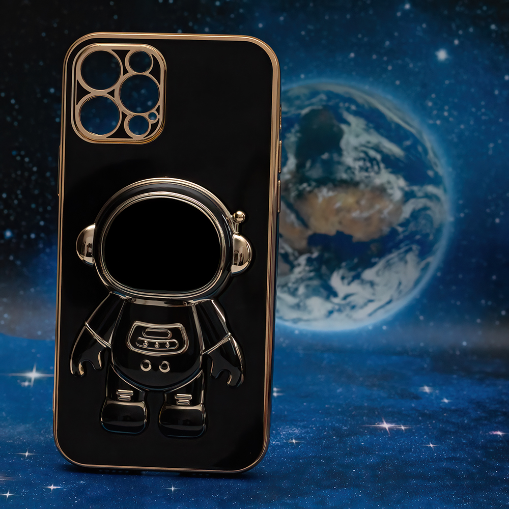 Pokrowiec etui Astronaut z funkcj podstawki czarne APPLE iPhone SE 2020 / 8