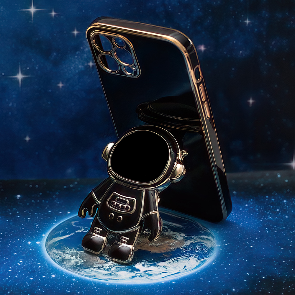 Pokrowiec etui Astronaut z funkcj podstawki czarne APPLE iPhone SE 2022 / 5