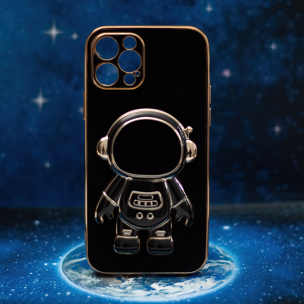 Pokrowiec etui Astronaut z funkcj podstawki czarne APPLE iPhone X / 6