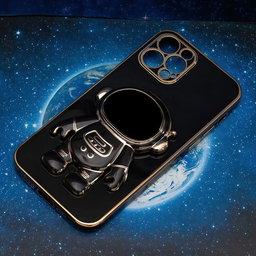 Pokrowiec etui Astronaut z funkcj podstawki czarne APPLE iPhone X / 7