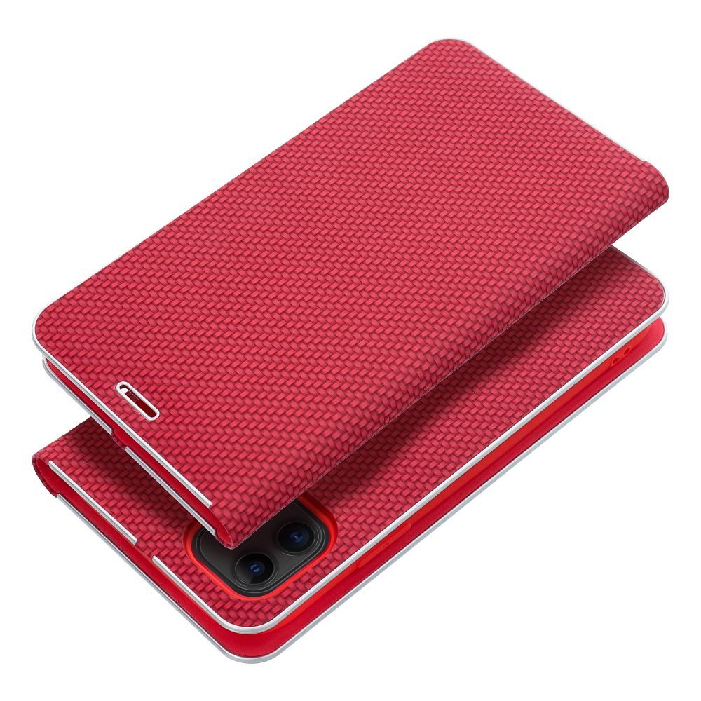 Pokrowiec etui Book Vennus Carbon czerwone APPLE iPhone 16 Pro Max