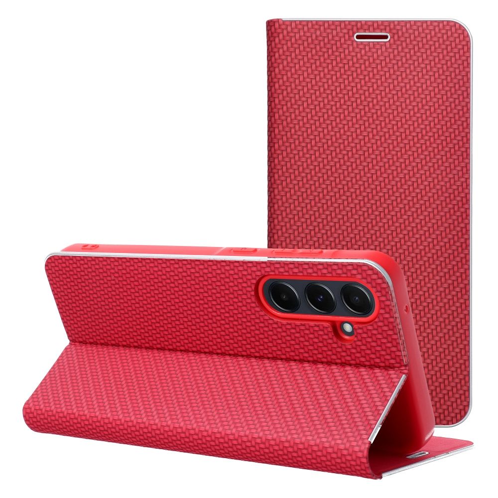 Pokrowiec etui Book Vennus Carbon czerwone HUAWEI P30 Lite / 2