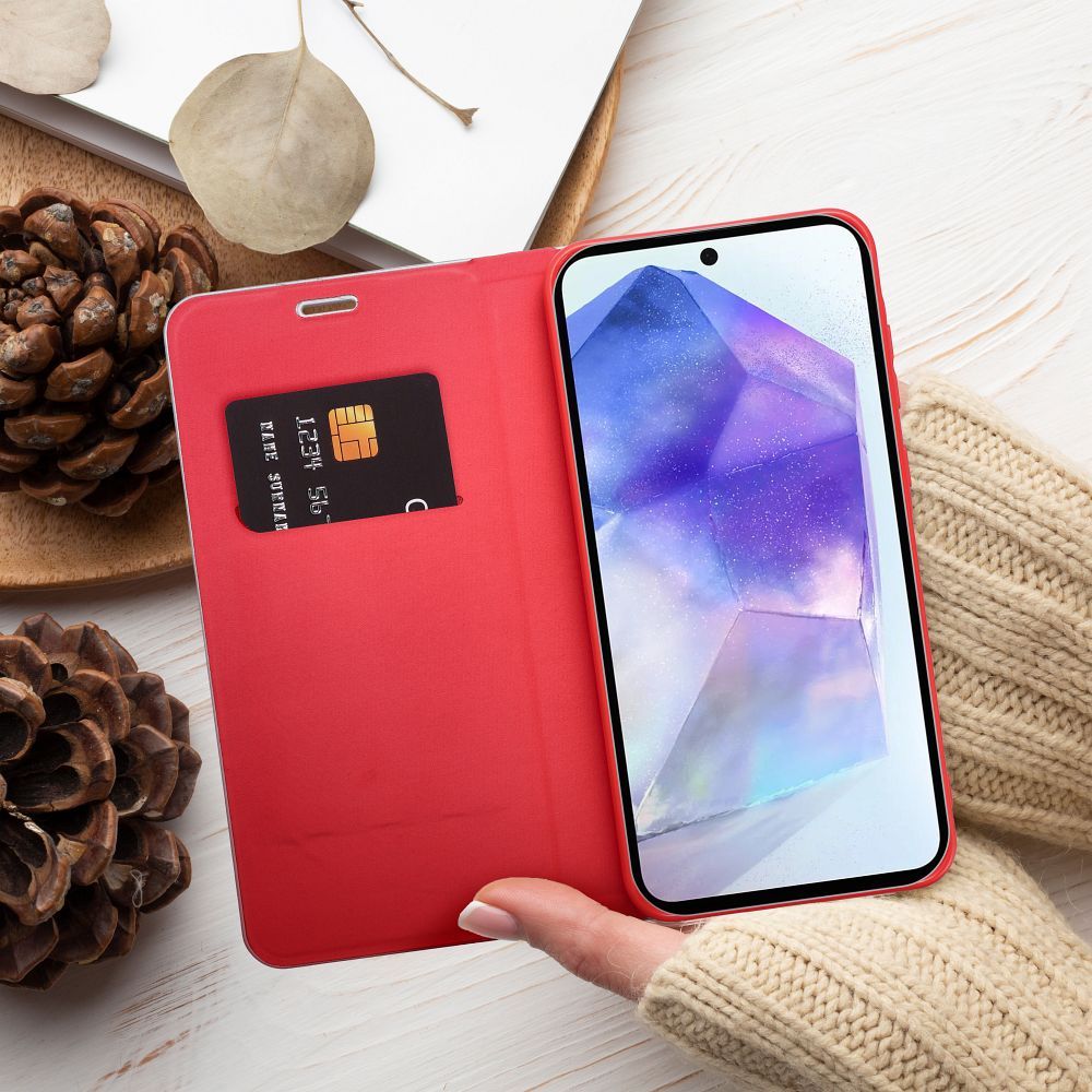 Pokrowiec etui Book Vennus Carbon czerwone Xiaomi Redmi Note 13 / 12