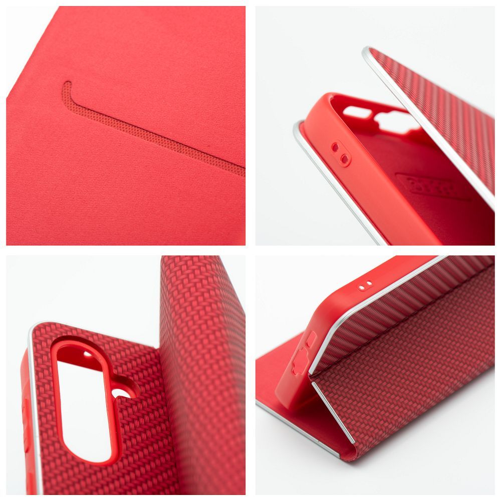 Pokrowiec etui Book Vennus Carbon czerwone Xiaomi Redmi Note 13 / 9