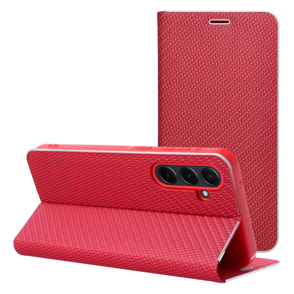 Pokrowiec etui Book Vennus Carbon czerwone Xiaomi Redmi Note 15 Pro Plus 5G