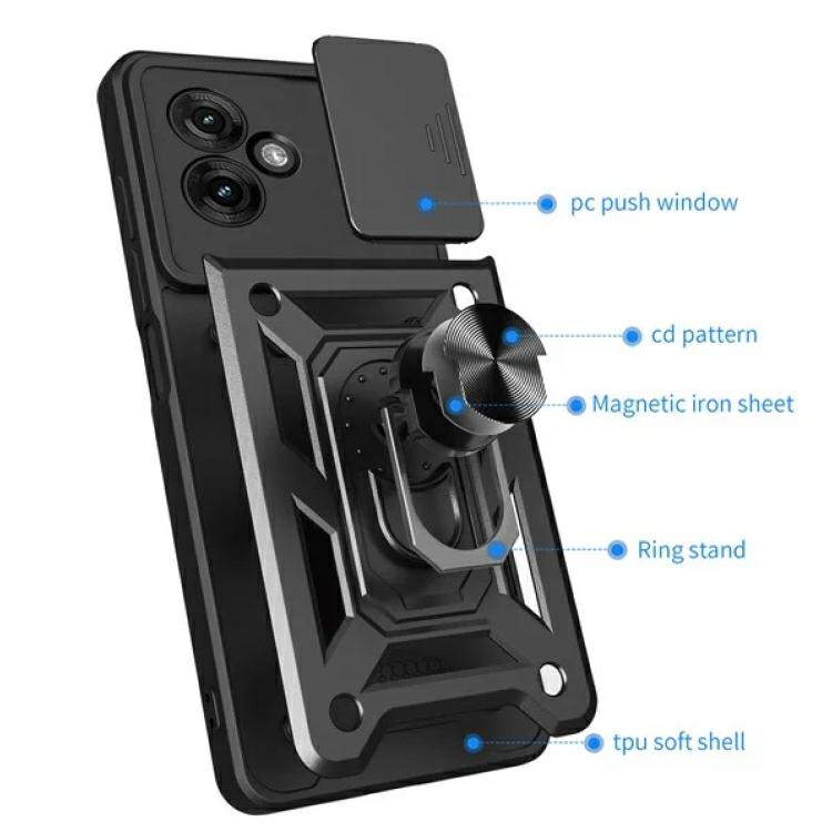 Pokrowiec Etui Camshield Case czarne MOTOROLA Moto G55 5G / 3