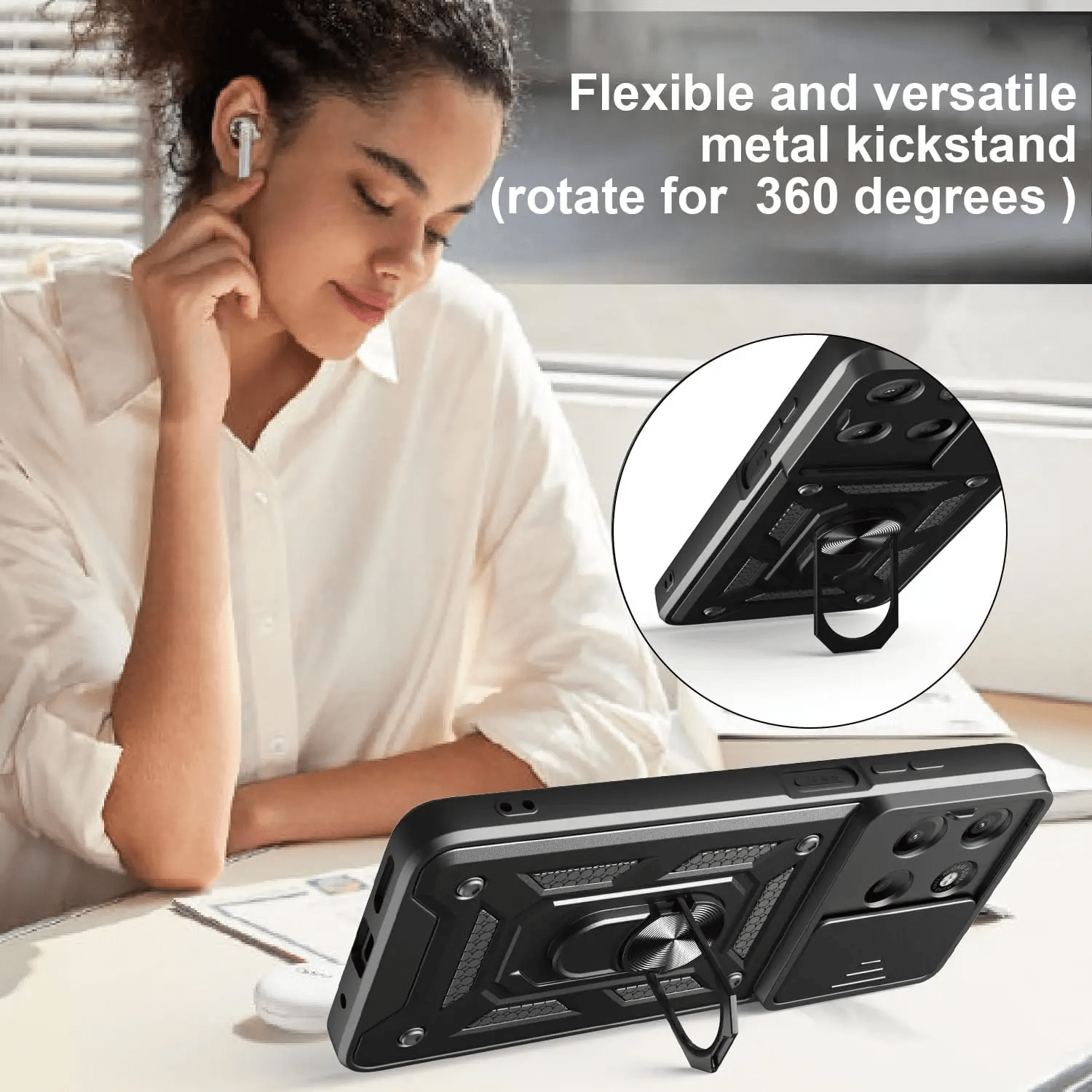 Pokrowiec Etui Camshield Case czarne MOTOROLA Moto G56 5G / 11