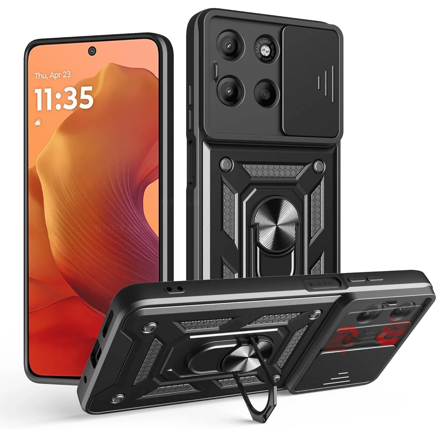 Pokrowiec Etui Camshield Case czarne MOTOROLA Moto G56 5G / 6