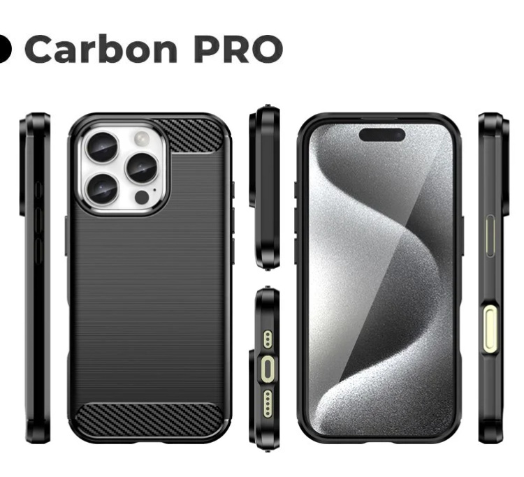 Pokrowiec Etui Carbon Pro czarne APPLE iPhone 16 Pro