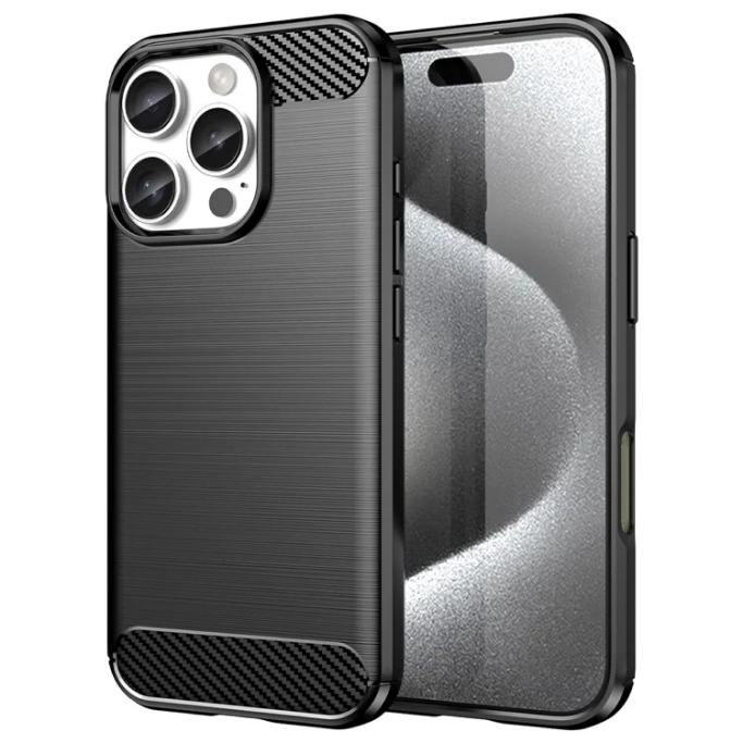 Pokrowiec Etui Carbon Pro czarne APPLE iPhone 16 Pro / 2