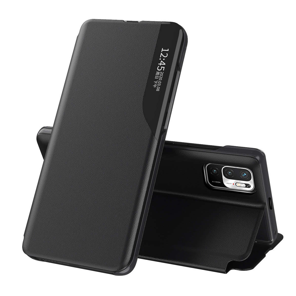 Pokrowiec etui Eco Leather View Case czarne Xiaomi Redmi Note 10 5G