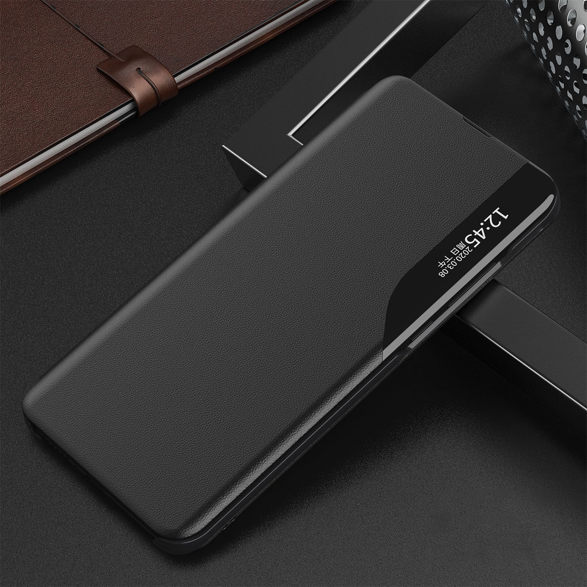 Pokrowiec etui Eco Leather View Case czarne Xiaomi Redmi Note 10 5G / 11