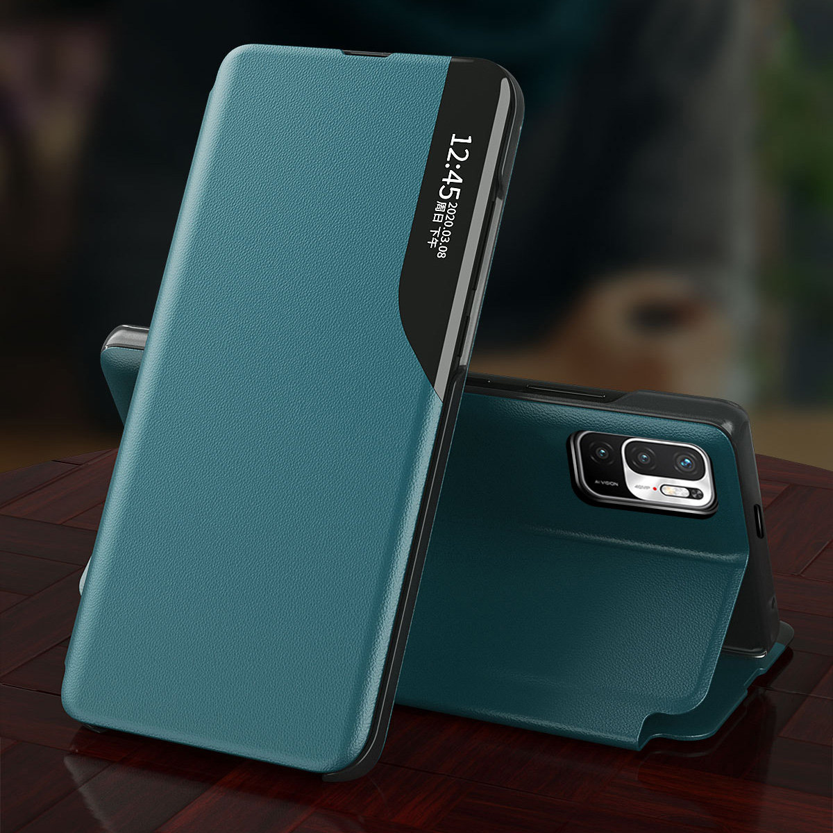 Pokrowiec etui Eco Leather View Case granatowe Xiaomi Redmi Note 10 5G / 4