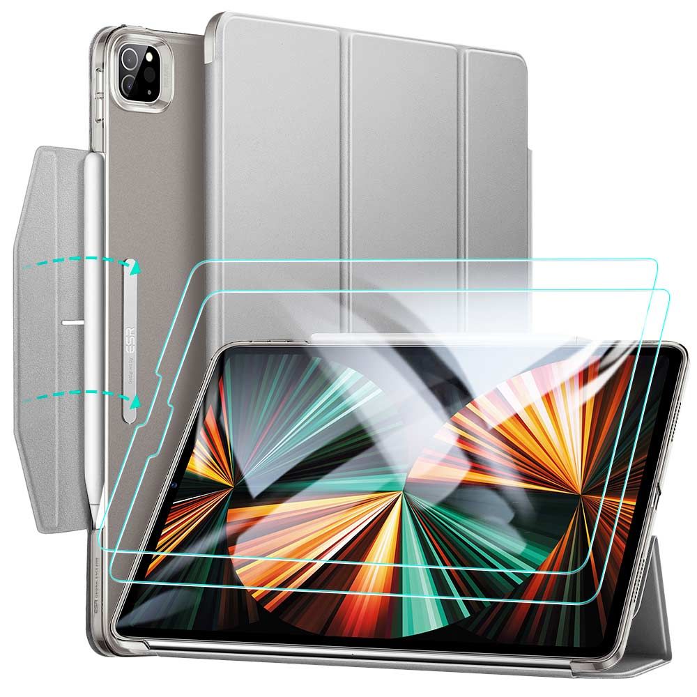 Pokrowiec etui Esr Ascend Trifold & Tempered Glass grey APPLE iPad Pro 12.9cala