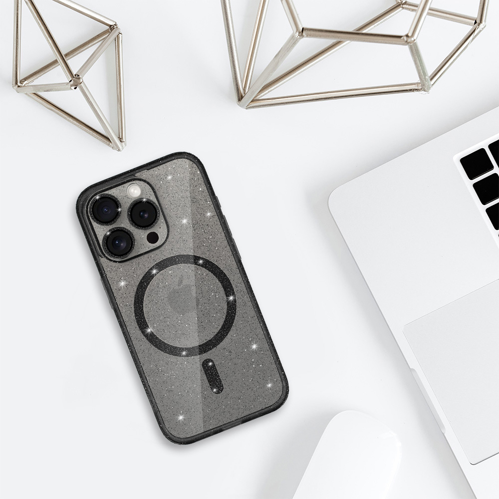 Pokrowiec etui Glitter Magsafe Case czarne APPLE iPhone 16e / 5 Pokrowiec etui Glitter Magsafe Case czarne APPLE iPhone 16e / 5