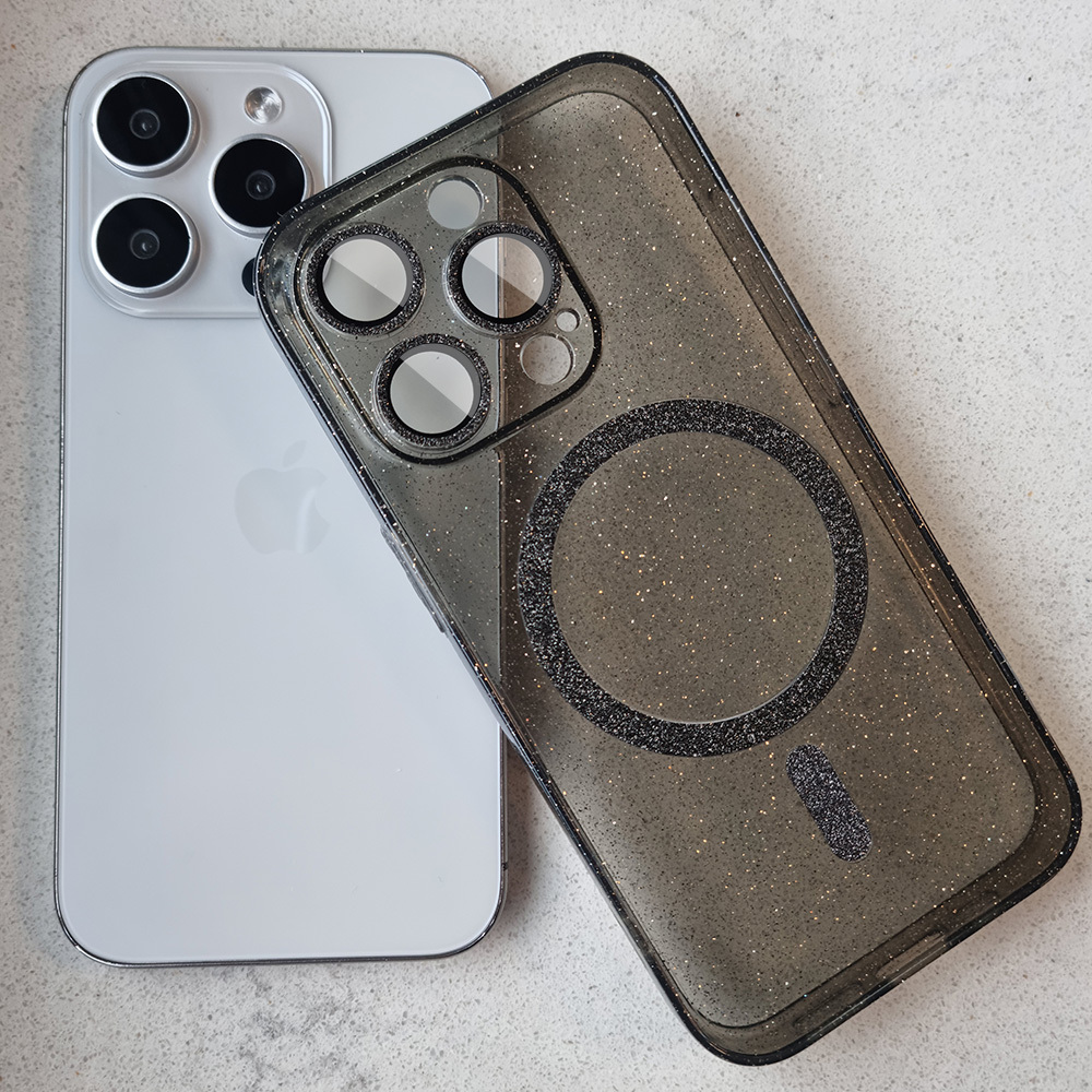 Pokrowiec etui Glitter Magsafe Case czarne APPLE iPhone 17 / 6