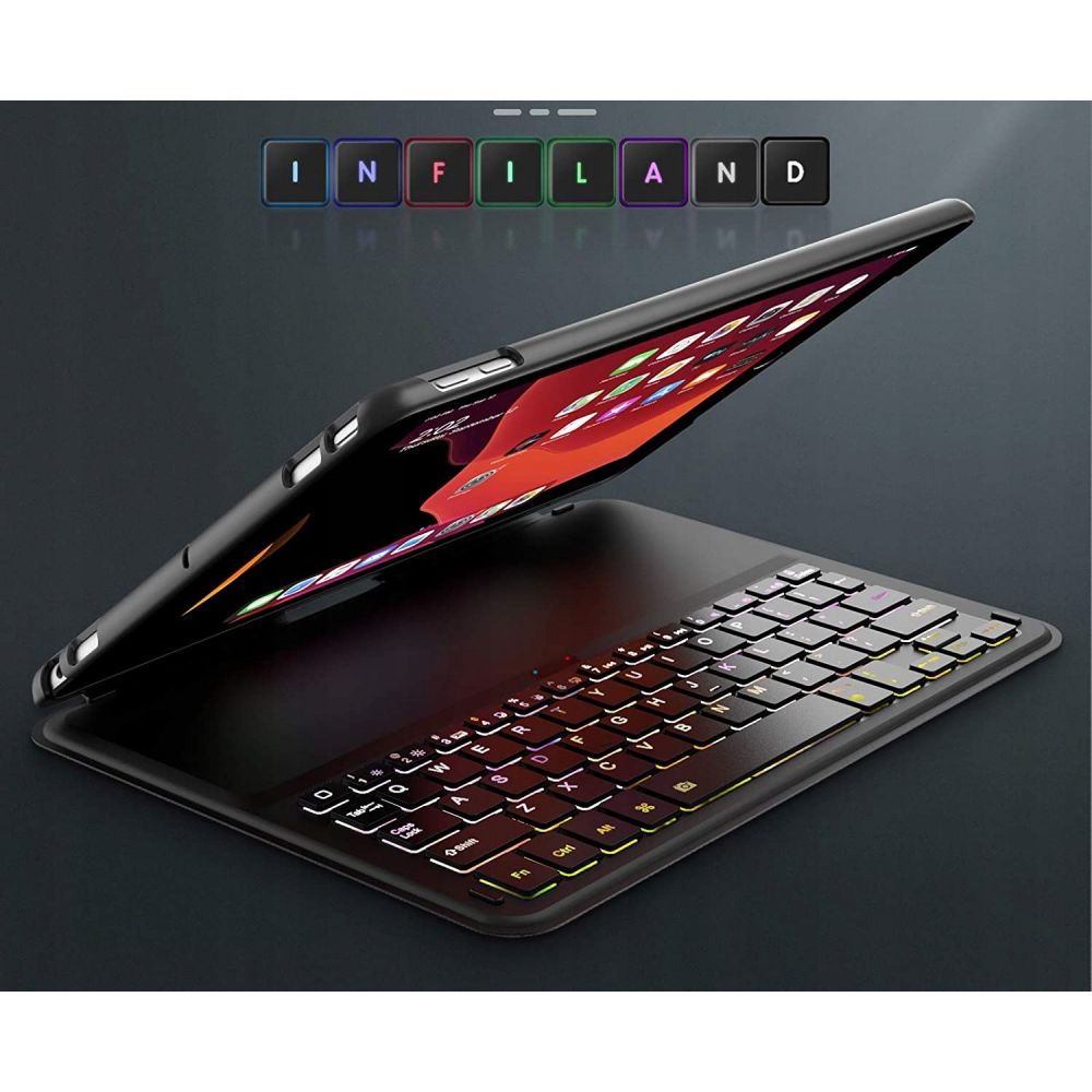 Pokrowiec etui Infiland Keyboard Stand czarne APPLE iPad 7 10.2 / 6