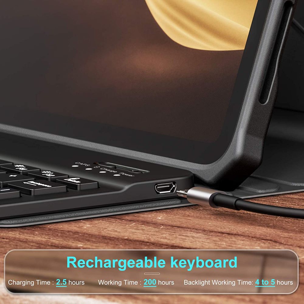 Pokrowiec etui Infiland Keyboard Stand czarne SAMSUNG Galaxy Tab A7 10.4 / 3