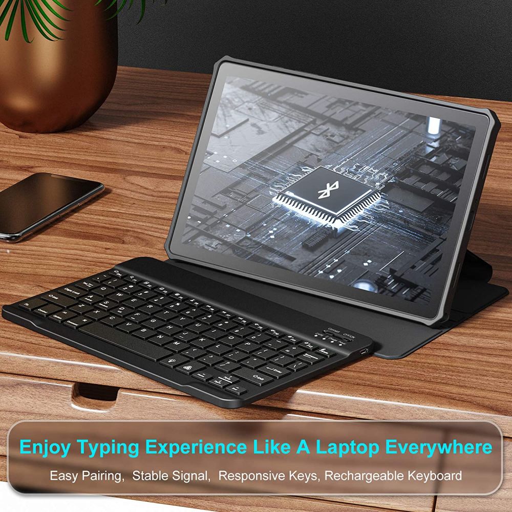 Pokrowiec etui Infiland Keyboard Stand czarne SAMSUNG Galaxy Tab A7 10.4 / 7