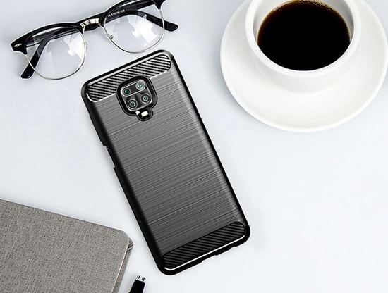 Pokrowiec etui pancerne Karbon Case czarne Xiaomi Redmi Note 9 / 2