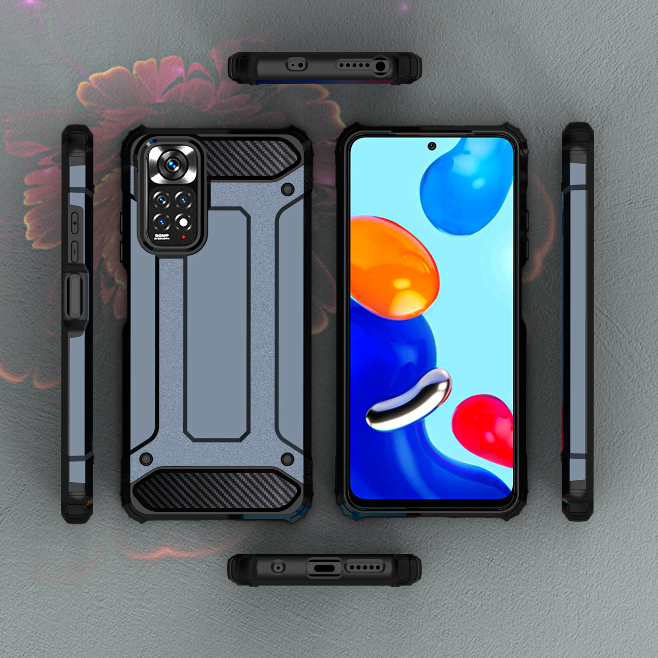 Pokrowiec etui pancerne Armor Case granatowe Xiaomi Redmi Note 11 / 4