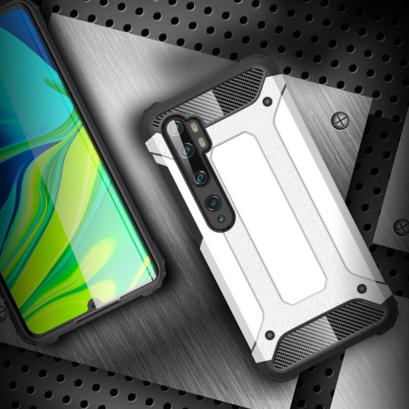 Pokrowiec etui pancerne Armor case srebrne Xiaomi Mi Note 10 Pro / 7