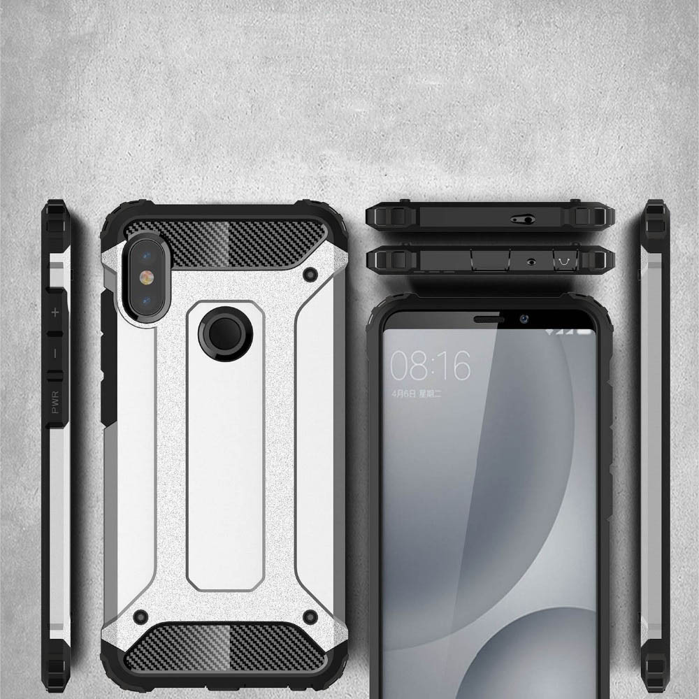 Pokrowiec etui pancerne Armor case srebrne Xiaomi Redmi 6 Pro / 5