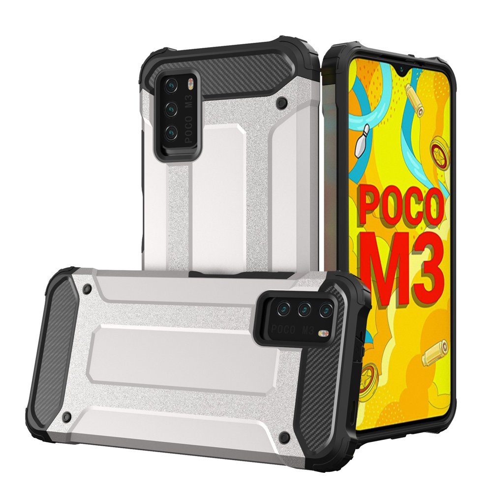 Pokrowiec etui pancerne Armor case srebrne Xiaomi Redmi 9T