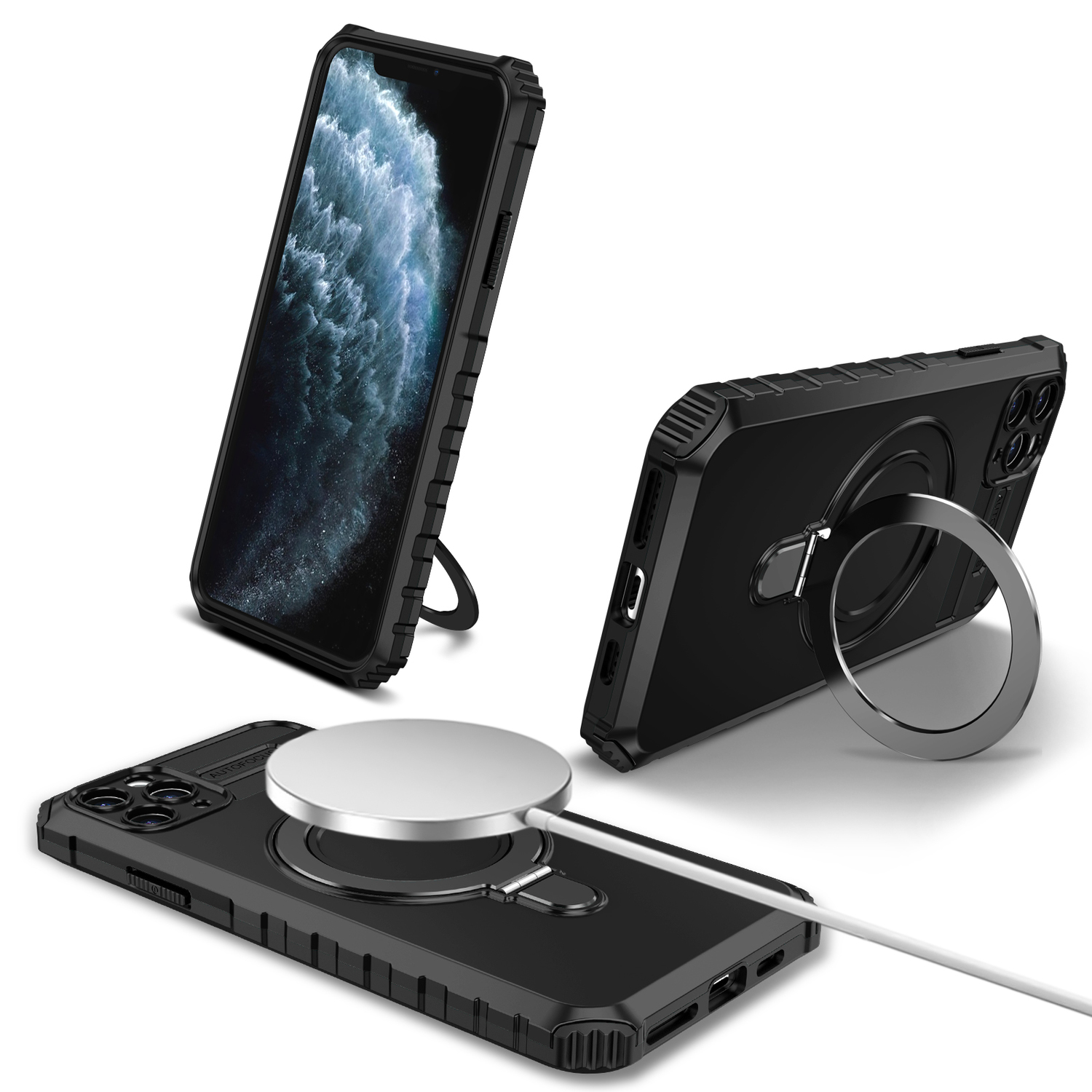 Pokrowiec etui pancerne Armor Magsafe Metal Ring Case czarne APPLE iPhone 11 Pro Max / 2