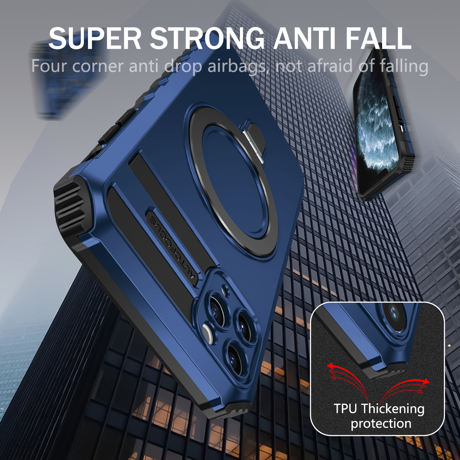 Pokrowiec etui pancerne Armor Magsafe Metal Ring Case niebieskie APPLE iPhone 11 Pro Max / 8