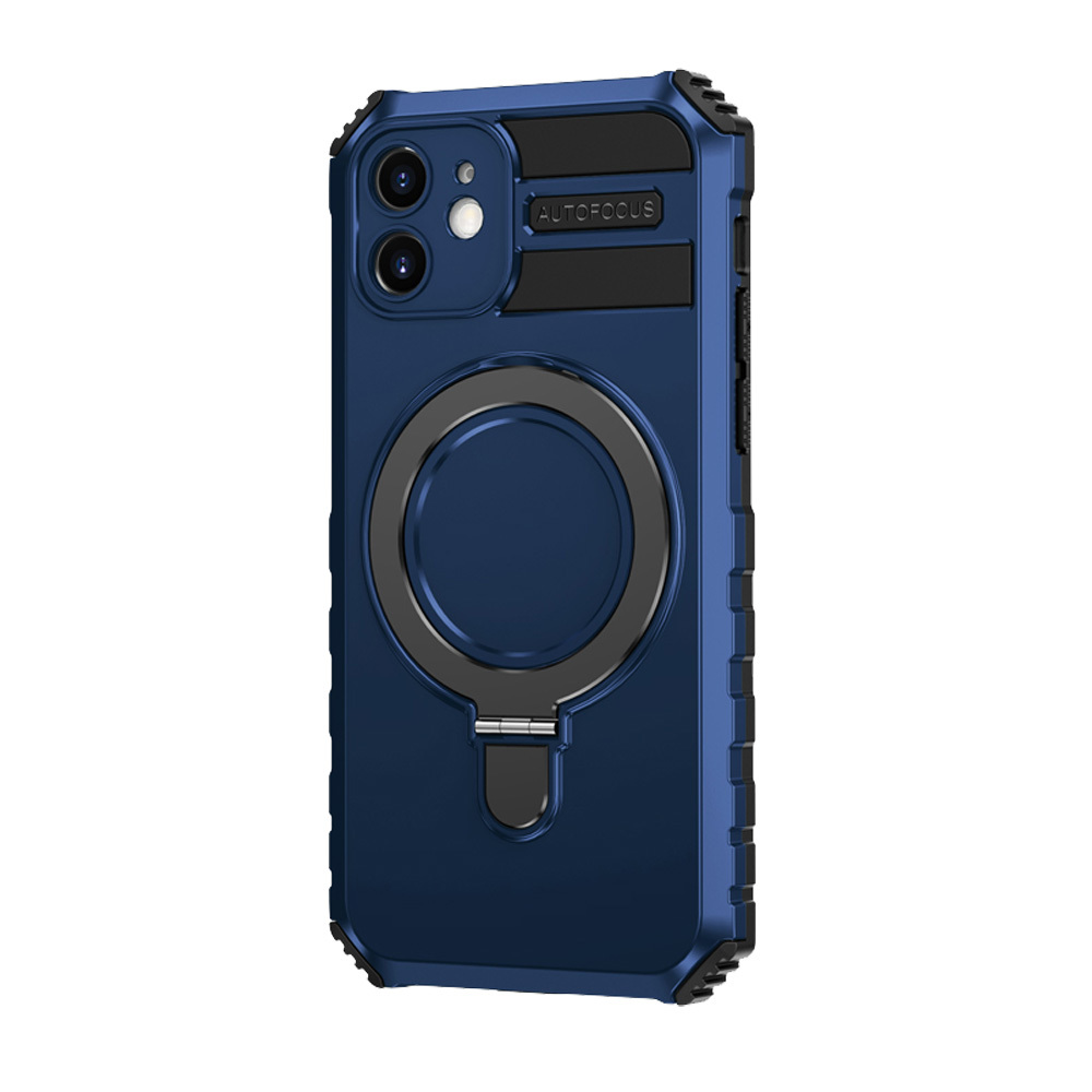 Pokrowiec etui pancerne Armor Magsafe Metal Ring Case niebieskie APPLE iPhone 12
