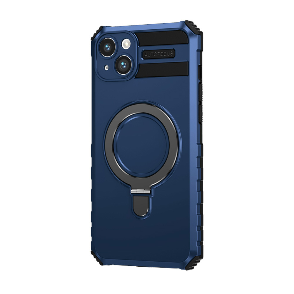 Pokrowiec etui pancerne Armor Magsafe Metal Ring Case niebieskie APPLE iPhone 15 Plus