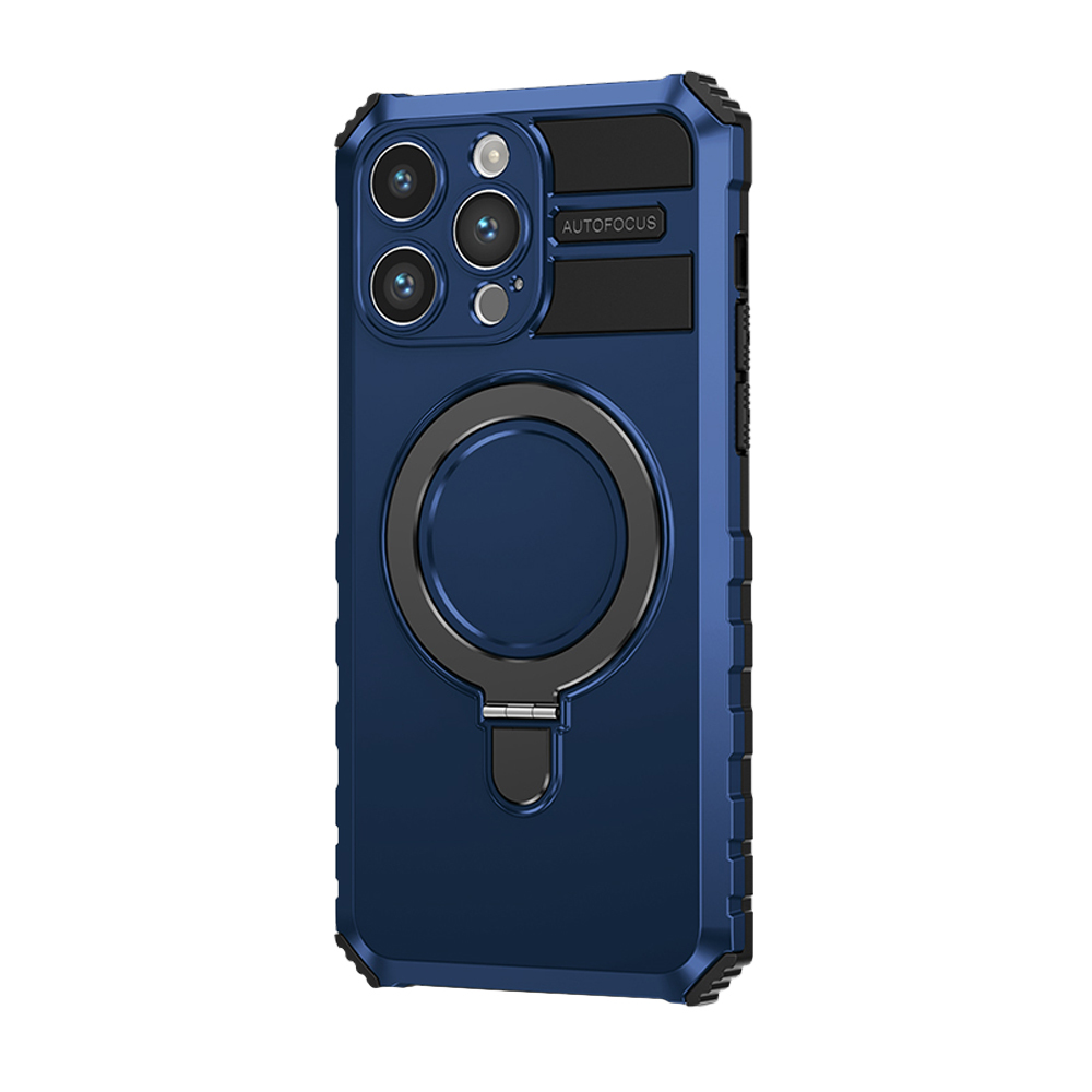 Pokrowiec etui pancerne Armor Magsafe Metal Ring Case niebieskie APPLE iPhone 15 Pro