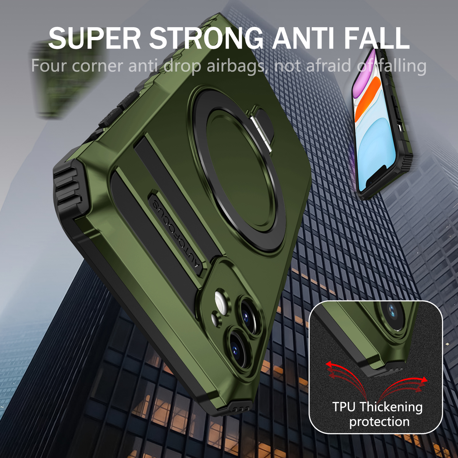 Pokrowiec etui pancerne Armor Magsafe Metal Ring Case zielone APPLE iPhone 11 / 5