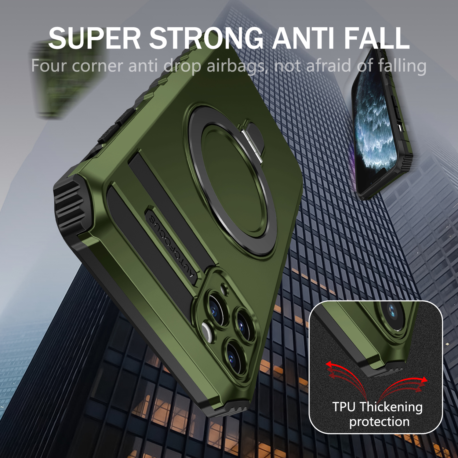 Pokrowiec etui pancerne Armor Magsafe Metal Ring Case zielone APPLE iPhone 11 Pro / 5