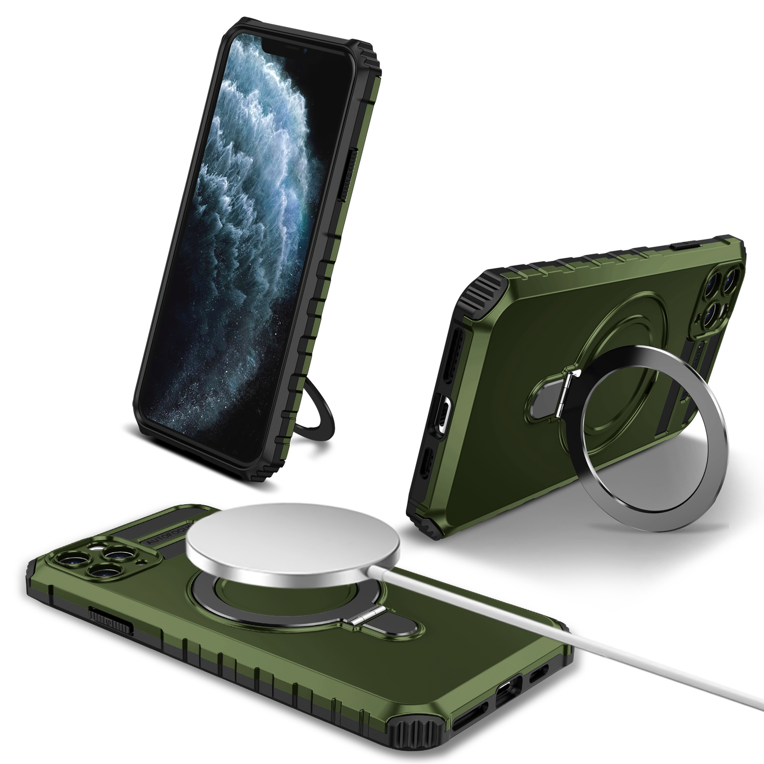 Pokrowiec etui pancerne Armor Magsafe Metal Ring Case zielone APPLE iPhone 11 Pro Max / 2