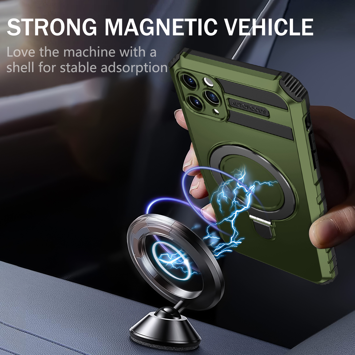 Pokrowiec etui pancerne Armor Magsafe Metal Ring Case zielone APPLE iPhone 11 Pro Max / 4