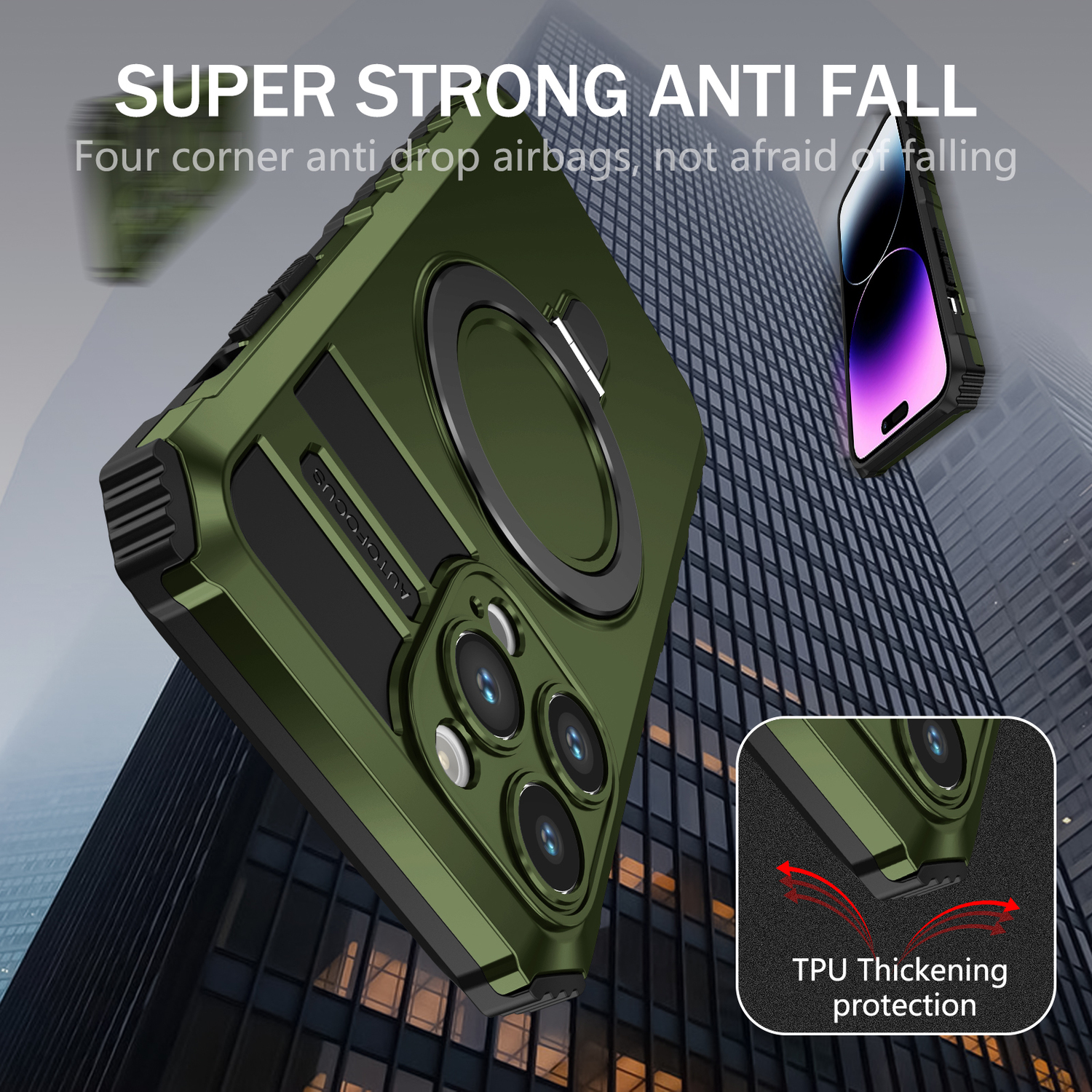 Pokrowiec etui pancerne Armor Magsafe Metal Ring Case zielone APPLE iPhone 12 Pro Max / 3