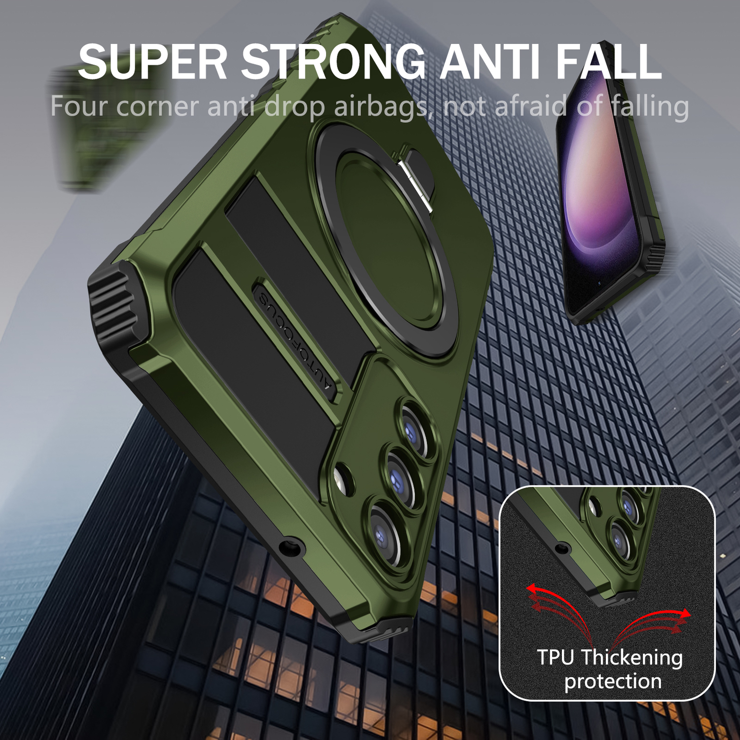 Pokrowiec etui pancerne Armor Magsafe Metal Ring Case zielone SAMSUNG Galaxy S23 / 6