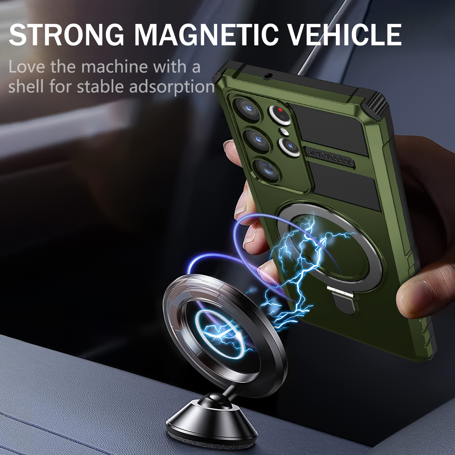 Pokrowiec etui pancerne Armor Magsafe Metal Ring Case zielone SAMSUNG Galaxy S23 Ultra / 4